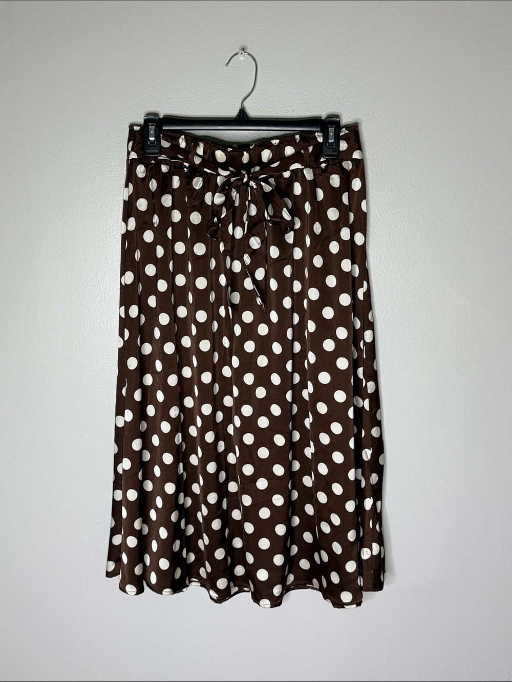Love & Piece Brown Polka Dot Tie-Waist Skirt Size Medium